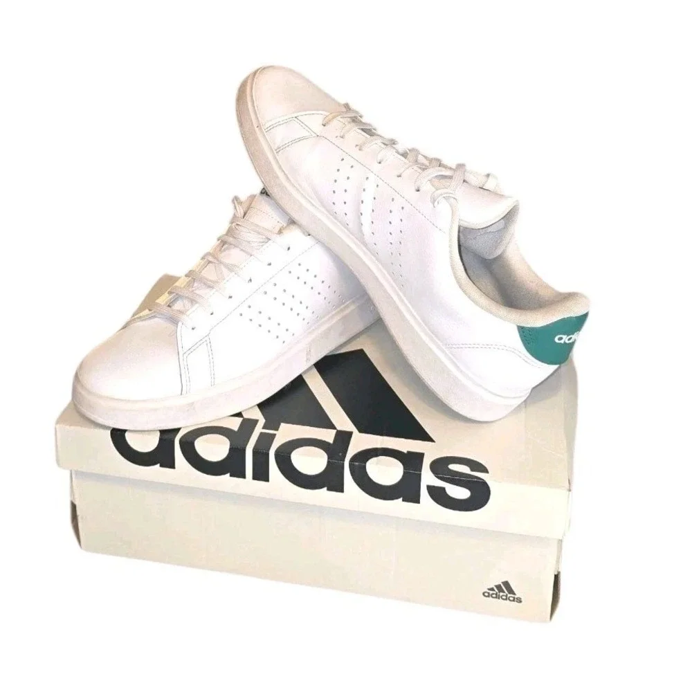 Adidas Advantage 2.0 Mens Casual Athletic Shoes Size 12 White Green Sneakers